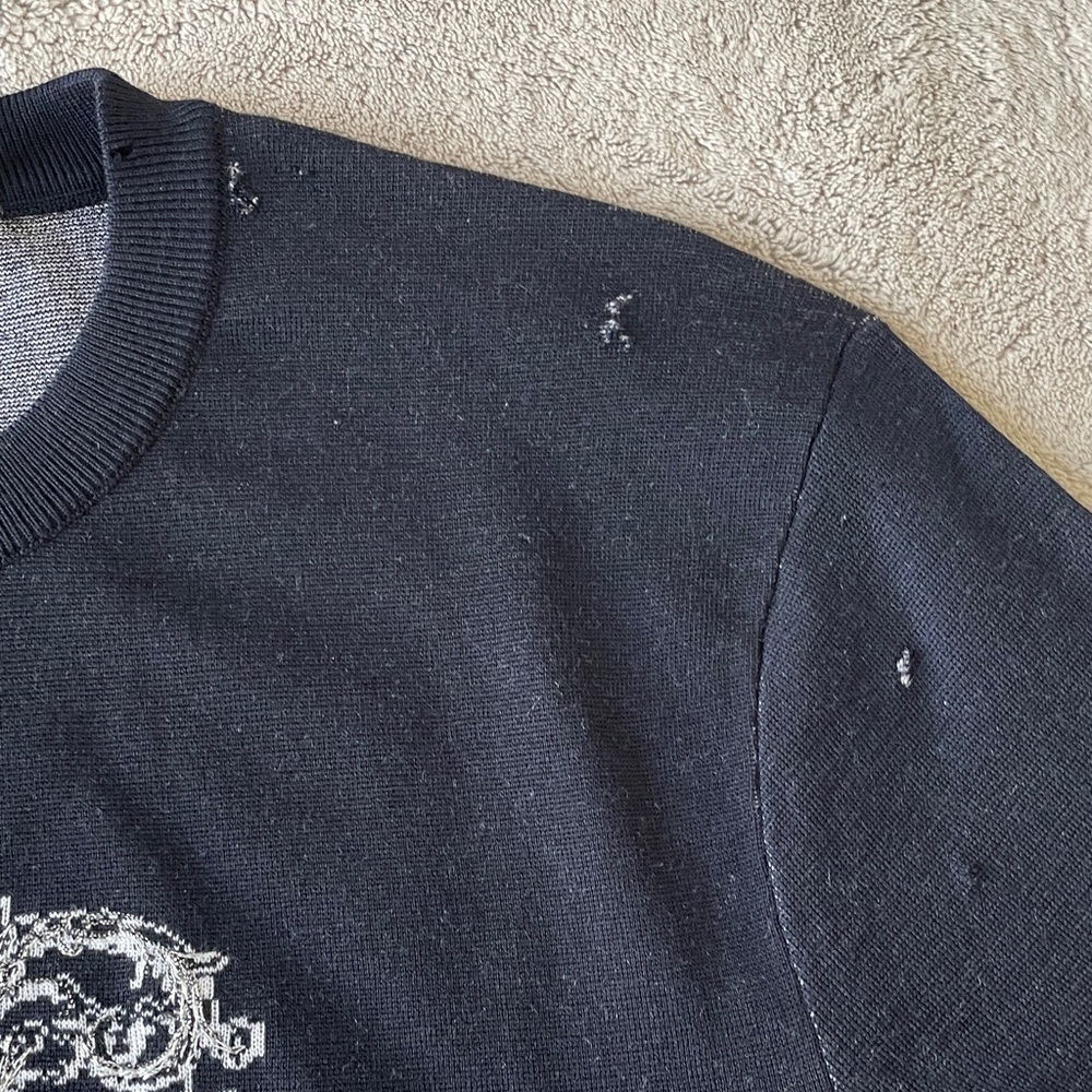 Versace Men's Navy Sweater with Silver Medusa Design - Picture 7 of 9